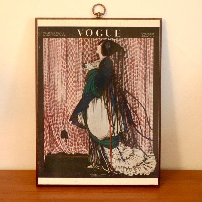 舊物 Vogue 雜誌 1915 April 15 封面 木製擺件 歐洲 美國 復古 - 擺飾/家飾品 - 木頭 多色