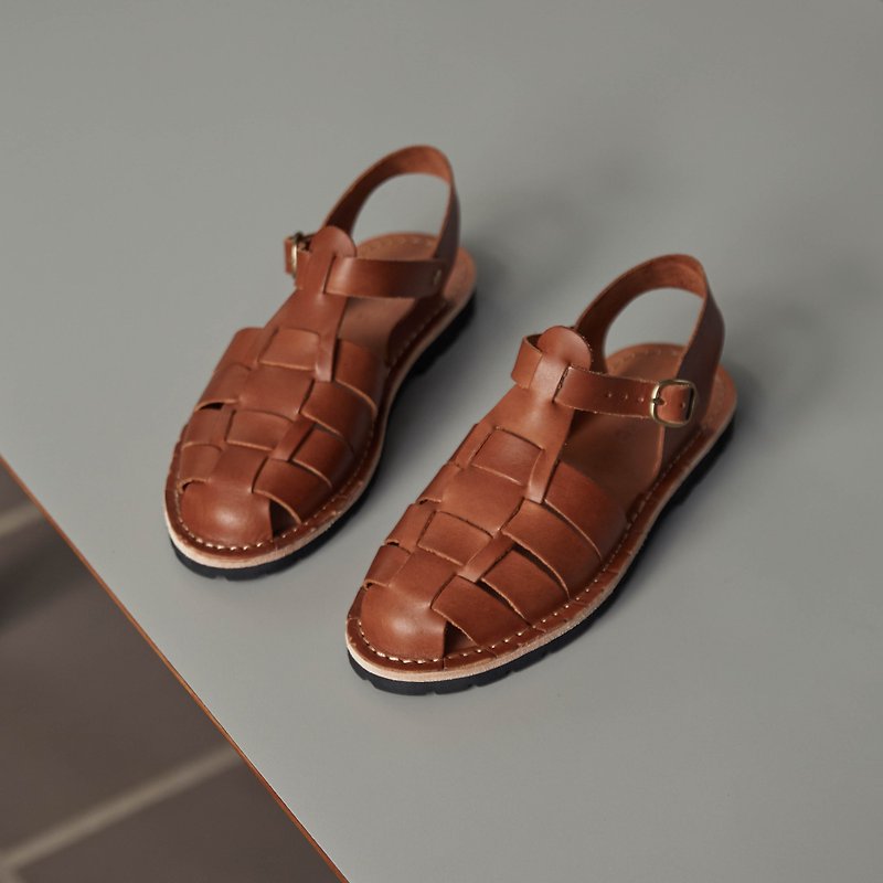 Copse / Teak Sandal - Tobacco - Sandals - Genuine Leather Brown