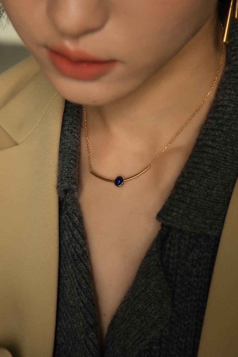 青金石星球項鍊 - 項鍊 - 水晶 藍色