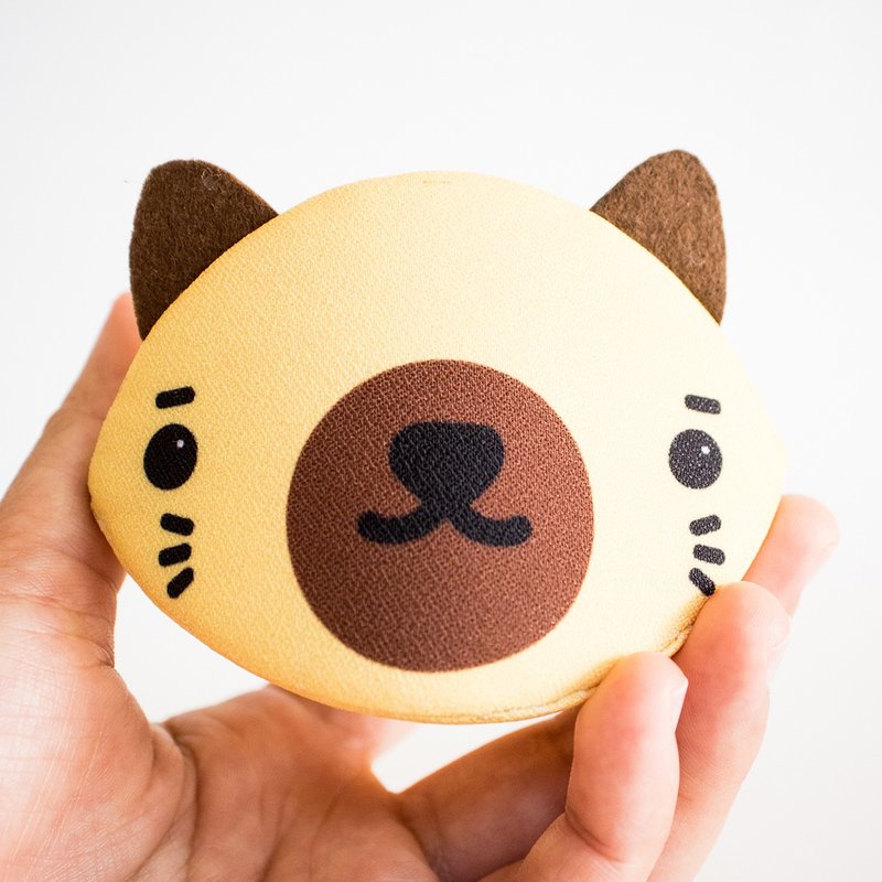 Siamese cat Accessory purse. Japanese style bag. - 化妝包/收納袋 - 棉．麻 黃色