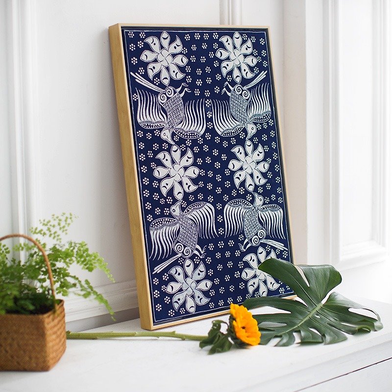 It is better to make hand batik stained blue dye decorative painting / Miao / New Chinese / Chinese style / minimalist wind / Zen / oil painting method / linen fabric / free / with no trace nail simple Guahua no need to drill wall - Wall Décor - Cotton & Hemp Blue
