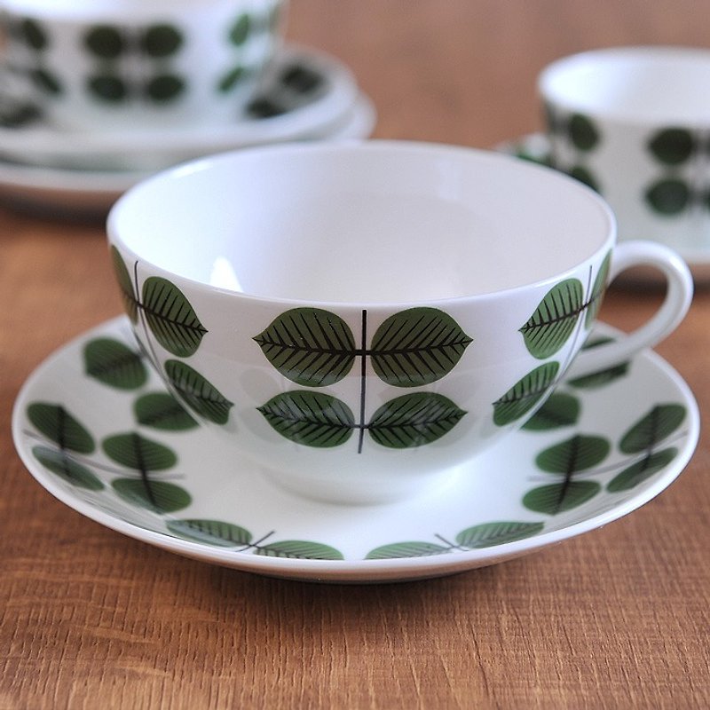 Stig Lindberg Nordic design master BERSA breakfast cup and plate set (bone china) - แก้วมัค/แก้วกาแฟ - เครื่องลายคราม สีเขียว