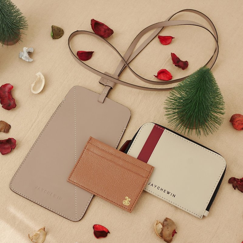 JCW GoodyBag - Phone Sleeve + Flat Wallet + Card Holder - Phone Cases - Genuine Leather Brown