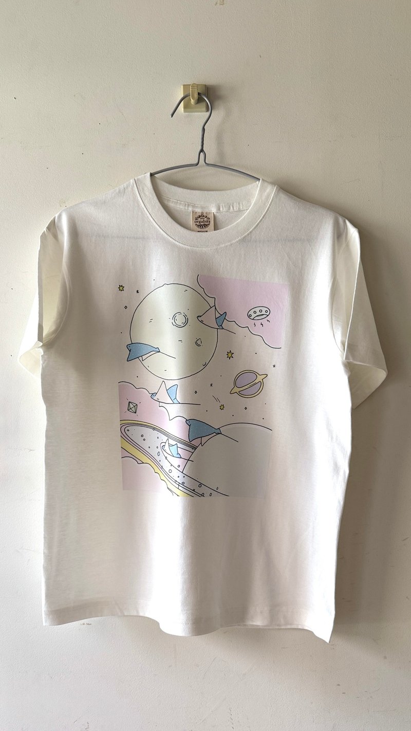 オーガニックコットンTシャツ Space odyssey - 女 T 恤 - 棉．麻 白色