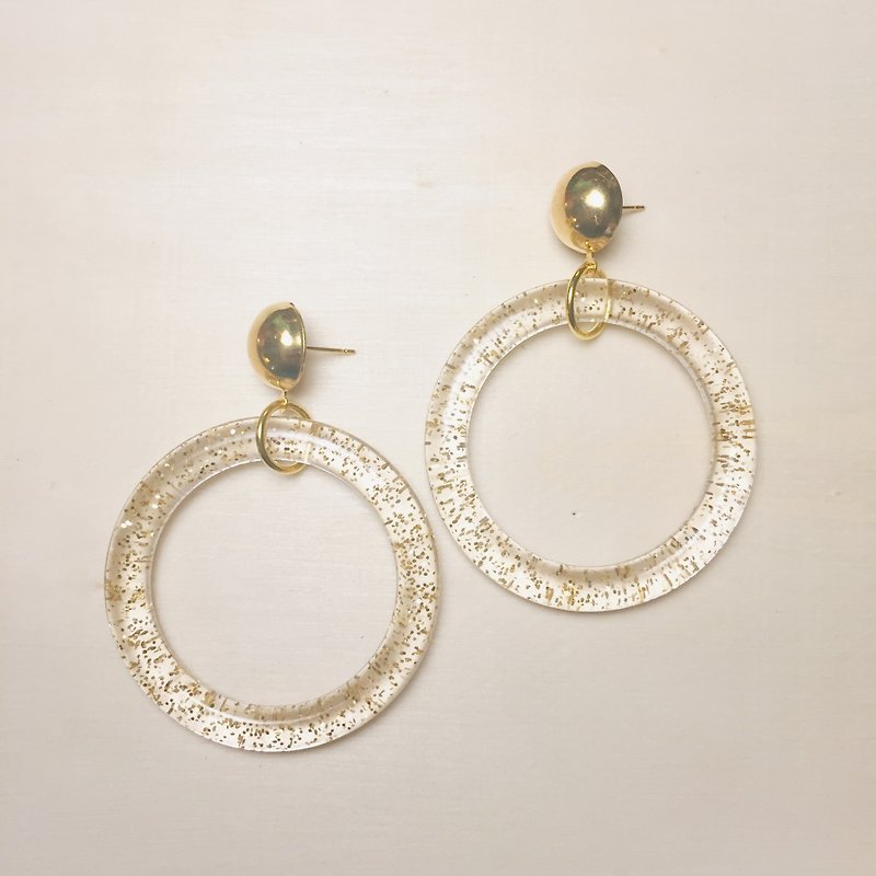 Vintage transparent glitter hoop earrings - Earrings & Clip-ons - Resin Transparent