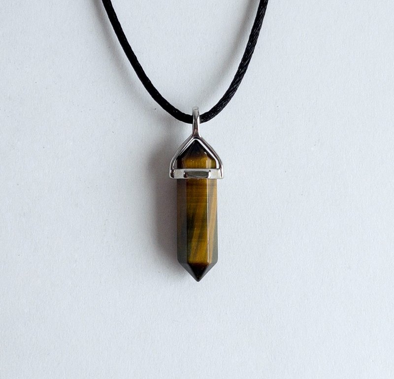 Gemstone Natural Ore Yellow Tiger Eye Hexagonal Column Necklace - Necklaces - Gemstone Yellow