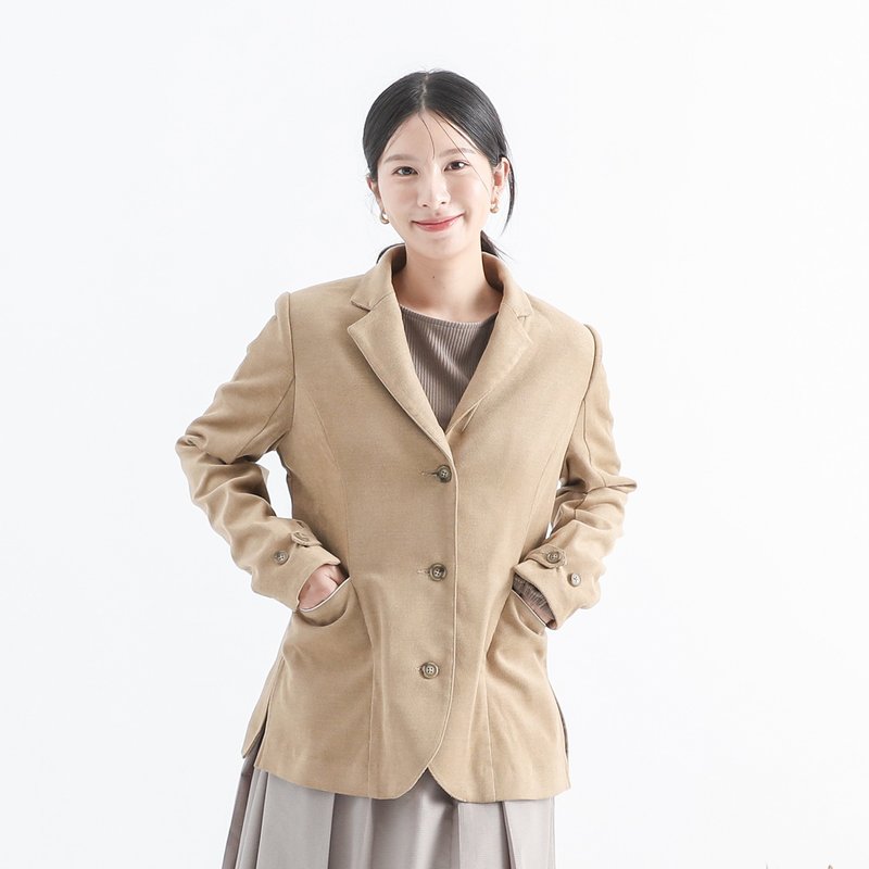 Fanchen_Fanchen cut suit Brown - Women's Casual & Functional Jackets - Polyester Black