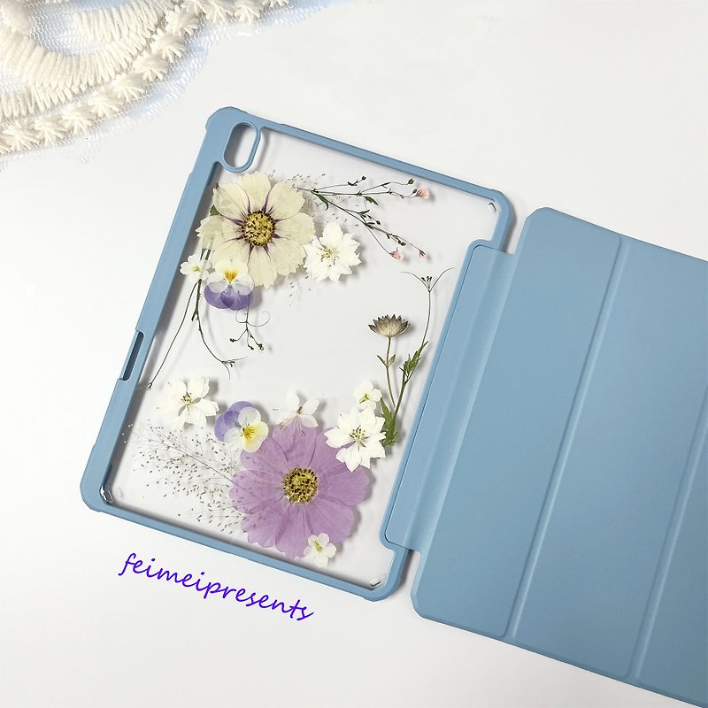 Colorful Flowers Handmade Pressed Flower iPad Case for New iPad Air 11in 13in - เคส/ซองมือถือ - พืช/ดอกไม้ 