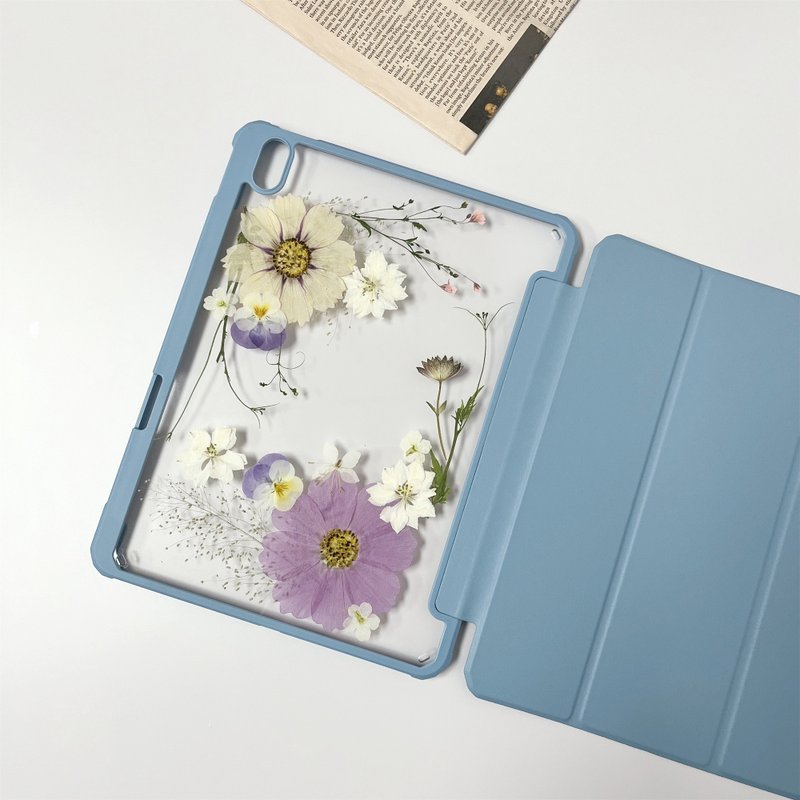 カラフルな花の手作り押し花 iPad ケース New iPad Air 11in 13in 用 - タブレット・PCケース - 寄せ植え・花 