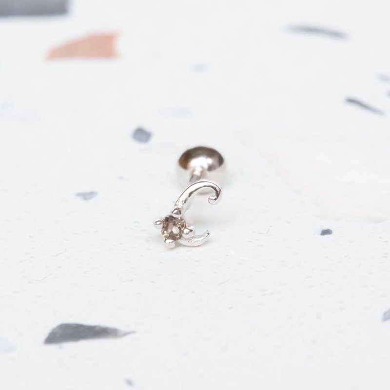 Natural stone 925 sterling silver English letter bead earrings C - ต่างหู - คริสตัล สีเงิน