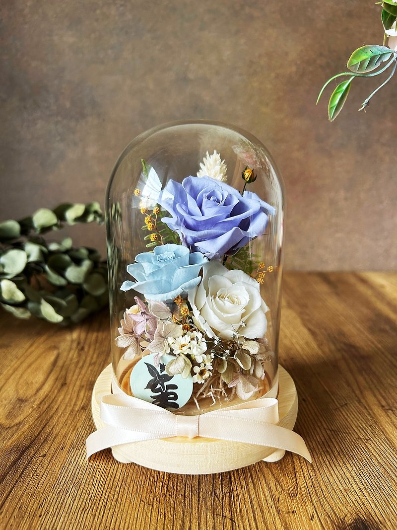 *The color of the heart*Immortal rose glass flower cup never withers Glass flower cup custom flower ceremony office decoration - Dried Flowers & Bouquets - Glass Multicolor