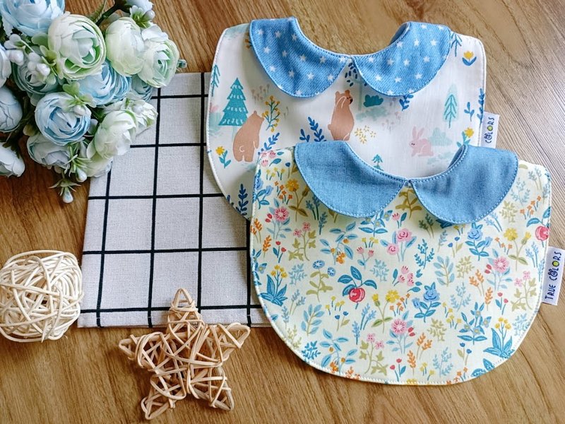 [Design and color reference] Twilight Garden. Peek-a-boo | French forest style six-layer gauze bib set of two - ผ้ากันเปื้อน - ผ้าฝ้าย/ผ้าลินิน สึชมพู