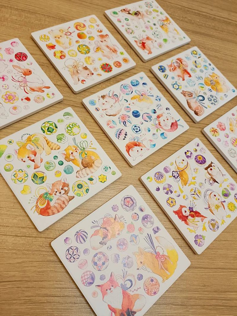 Japanese style animal ceramic absorbent coaster (hedgehog/rabbit/fox/owl/deer/squirrel/bear/raccoon) - Coasters - Pottery Multicolor