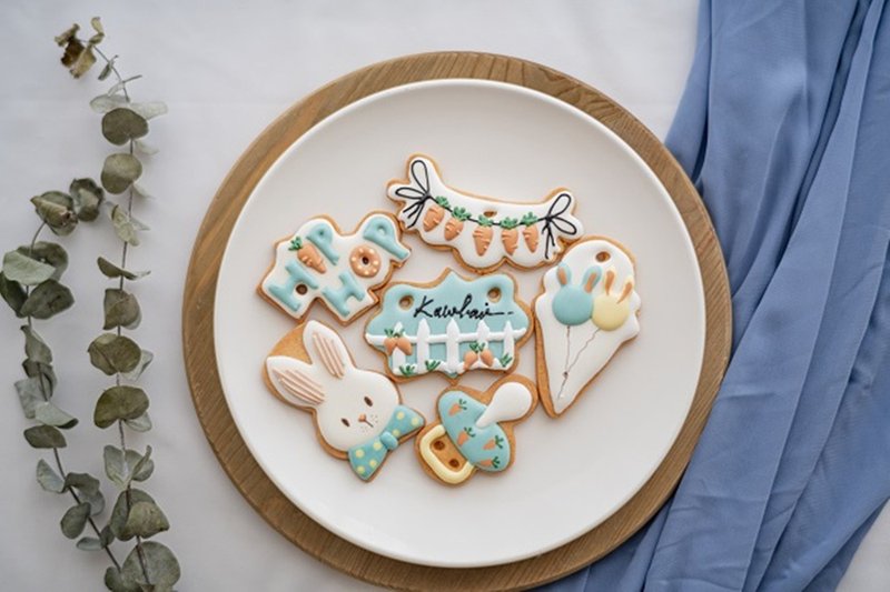 Male bunny salivary biscuits icing sugar biscuits - คุกกี้ - อาหารสด สีน้ำเงิน