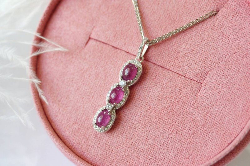 Natural Ruby Pendant and Necklace Silver925 - Necklaces - Sterling Silver 