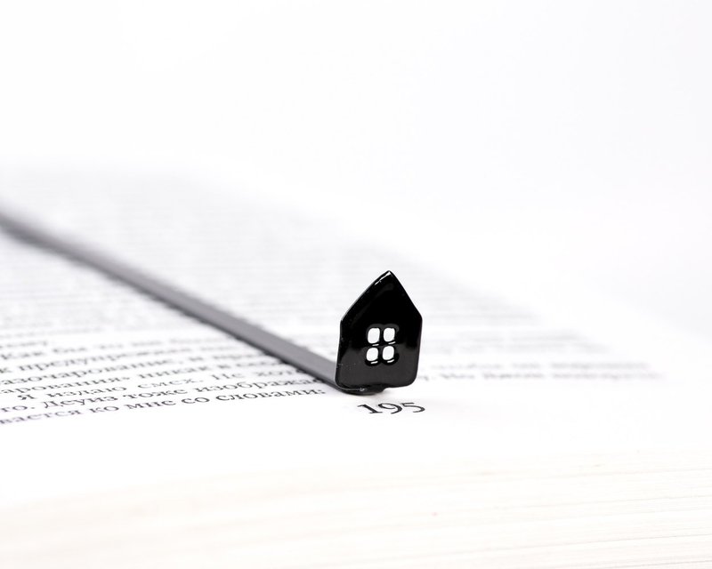 Metal Book Bookmark HOME // Gift for book lover // Free shipping worldwide - Bookmarks - Other Metals Black