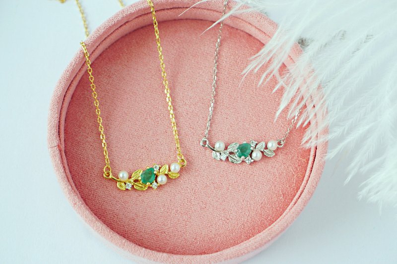 Natural Emerald Necklace Silver925. - 項鍊 - 純銀 綠色