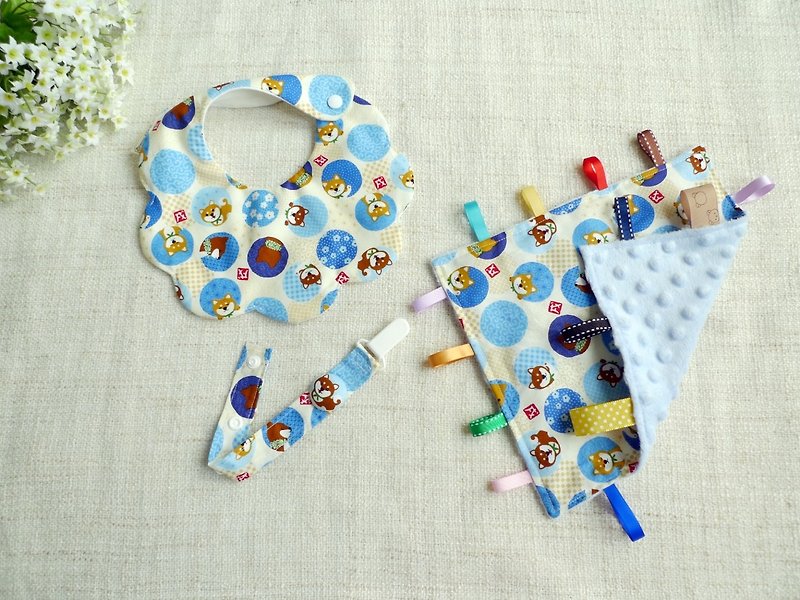 Bubble Shiba Inu--Limited Cloth Style-Baby Birthday Gift/Full Moon Gift/Full Moon Gift - Bibs - Cotton & Hemp Blue