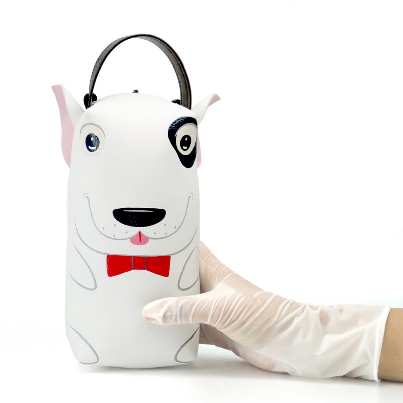 【雙11折扣】Bull terrier pencil pouch bag,make up case.Cute bag for every day essenti - Other - Faux Leather White