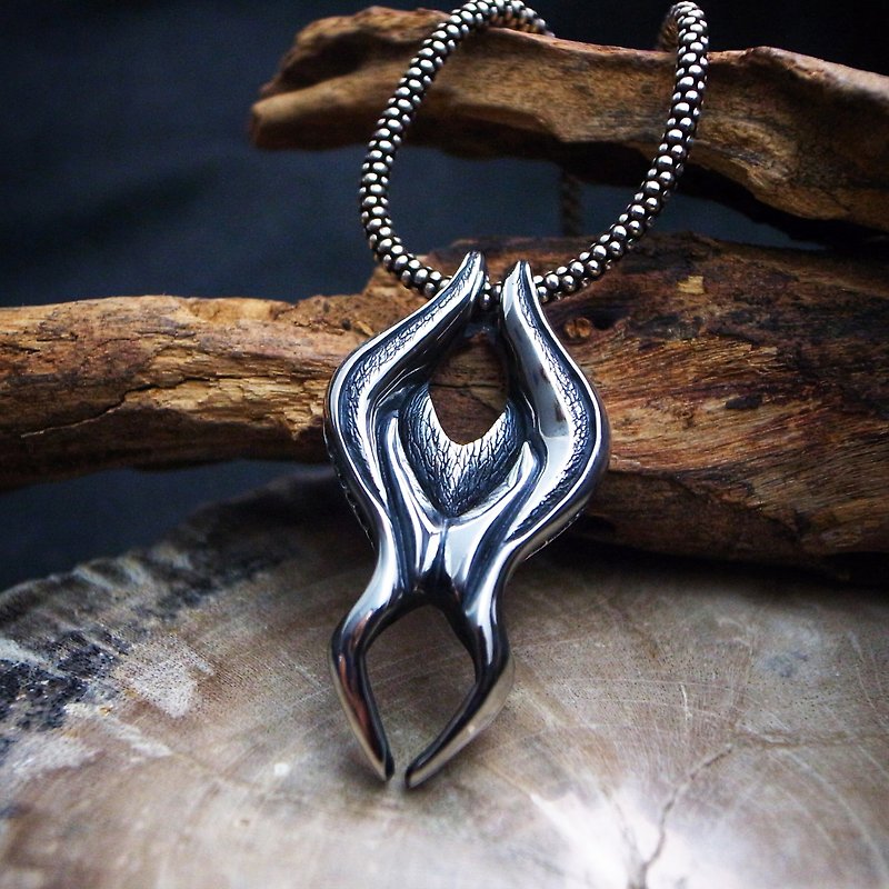 Nengshen Series-Heimdall Pendant (925 sterling silver/Norse mythology/goat horn/horn/sterling silver pendant) - สร้อยคอ - เงินแท้ สีเงิน