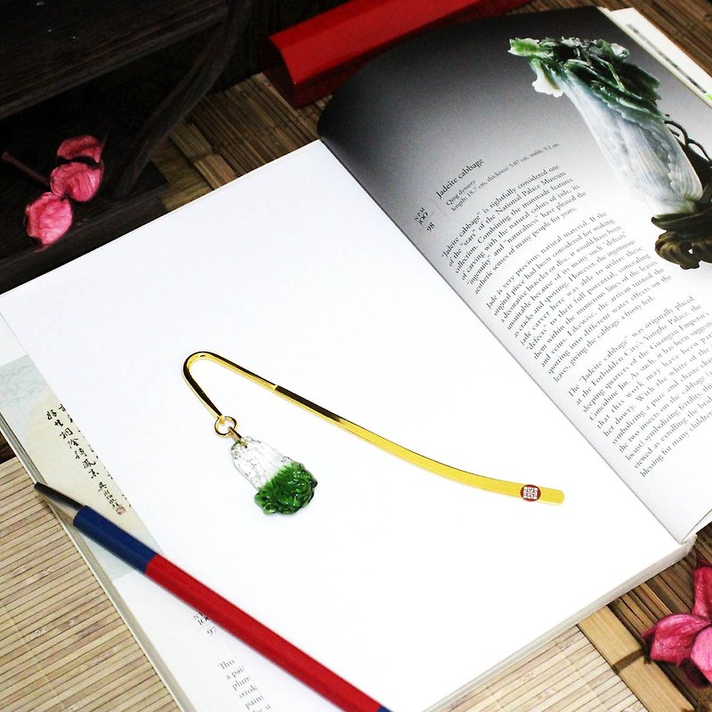 Bookmark-Jadeite Cabbage - ที่คั่นหนังสือ - กระจกลาย สีเขียว