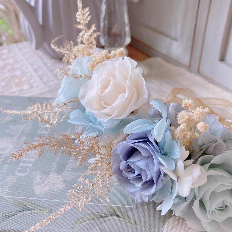 [Customized] Snow Elf Bridal Flower Crown/Wedding Souvenir - Hair Accessories - Plants & Flowers Blue