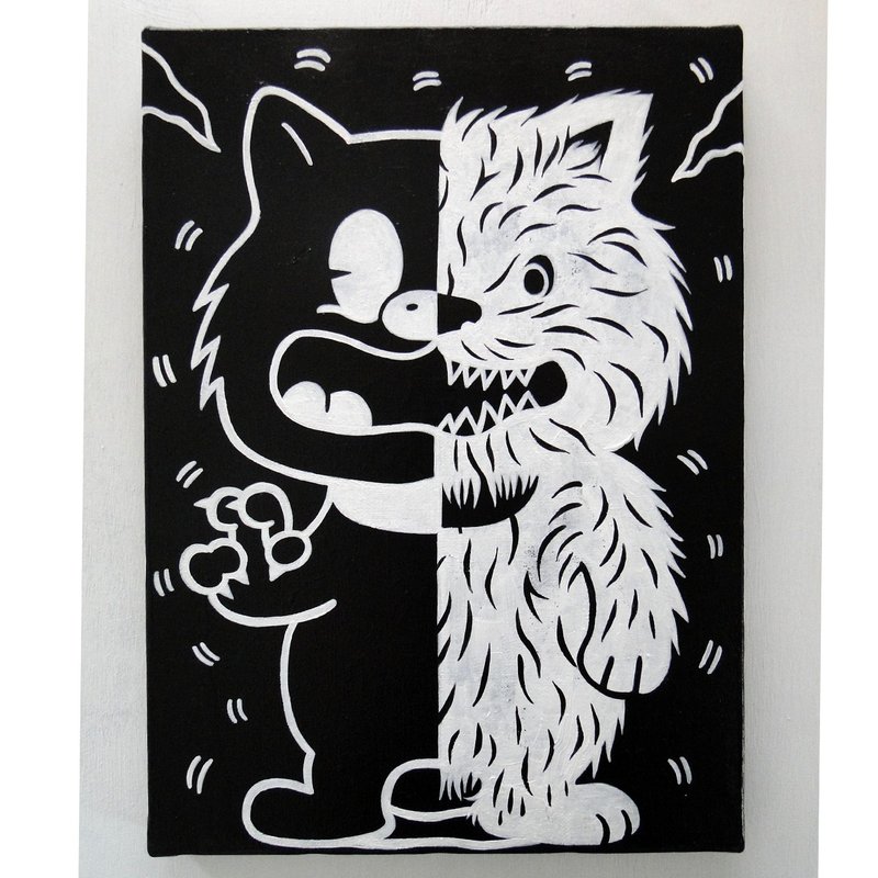 Original drawing of a half cat - Posters - Pigment Black