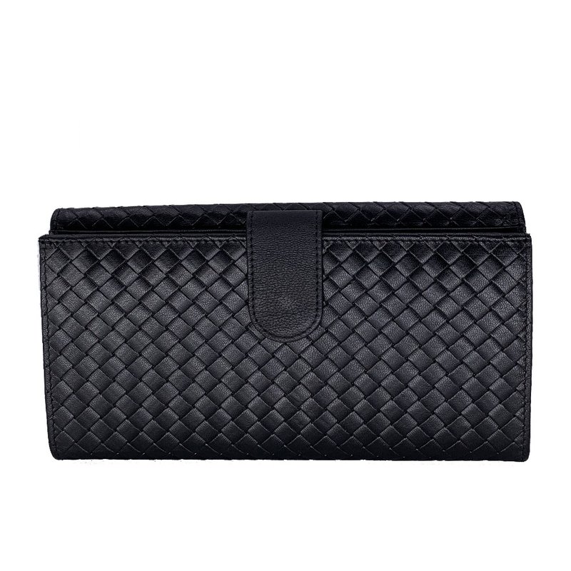 CROSS PREMIUM GENUINE LEATHER WOVEN EMBOSSED  BACK LOOP FLAP WALLET BLACK - กระเป๋าสตางค์ - หนังแท้ สีดำ
