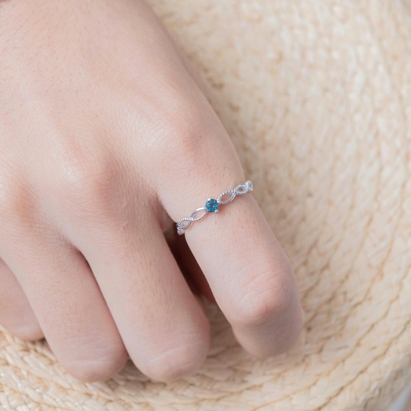 London Blue Stone Sterling Silver elegant lace intertwined rings adjustable ring - General Rings - Gemstone Silver
