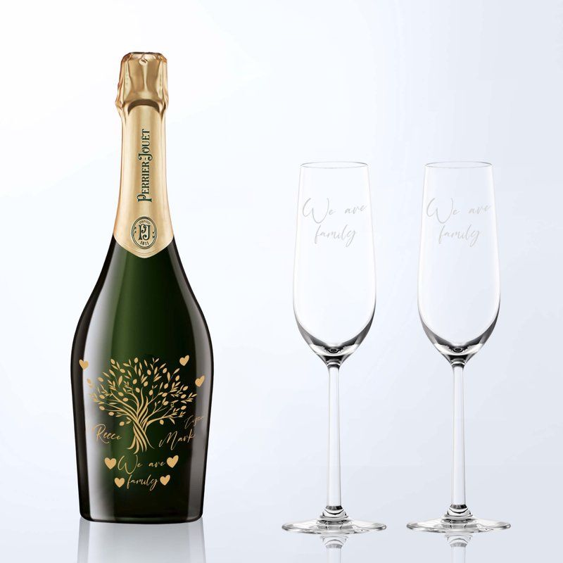 客製化送禮禮物PJ巴黎之花Grand Brut香檳香檳杯套裝雕刻禮物 - 酒類/酒精飲品 - 玻璃 