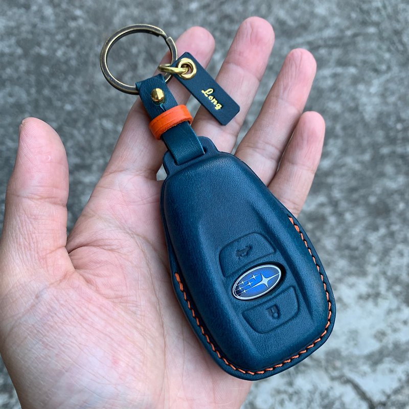 Subaru Buttero 鑰匙皮套 WRX XV Lagacy Outback Forester BRZ - 鑰匙圈/鑰匙包 - 真皮 藍色