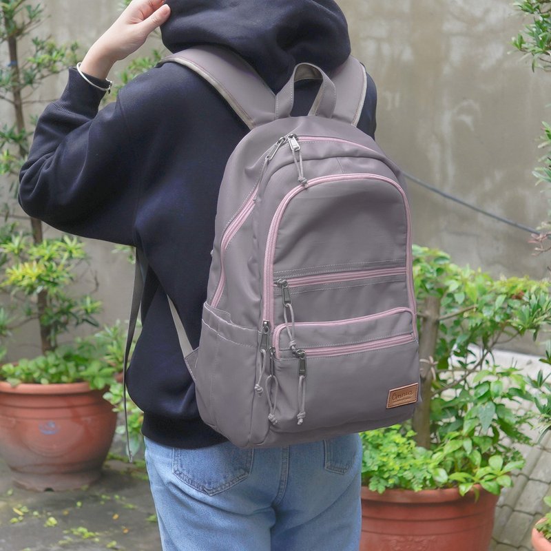[Get a keychain with purchase] Functional decompression and shockproof 14-inch laptop backpack (Taro Purple) - Backpacks - Nylon 