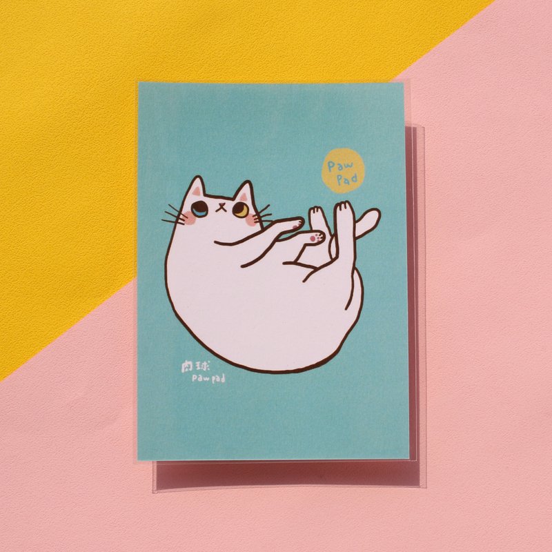 Meatballs/Rounding Meat/Postcards/White Cat with Heterochromatic Eyes - Cards & Postcards - Paper 