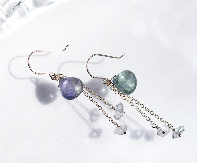 14KGFバイカラータンザナイトとハーキマーダイヤモンドの