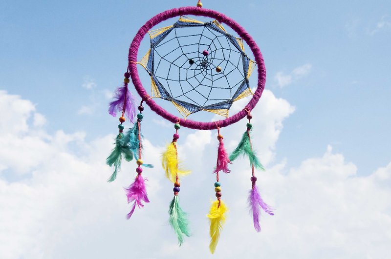 Ethnic style hand-woven cotton hemp South American dream catcher charm dream Cather-Mandala - ของวางตกแต่ง - ขนแกะ หลากหลายสี