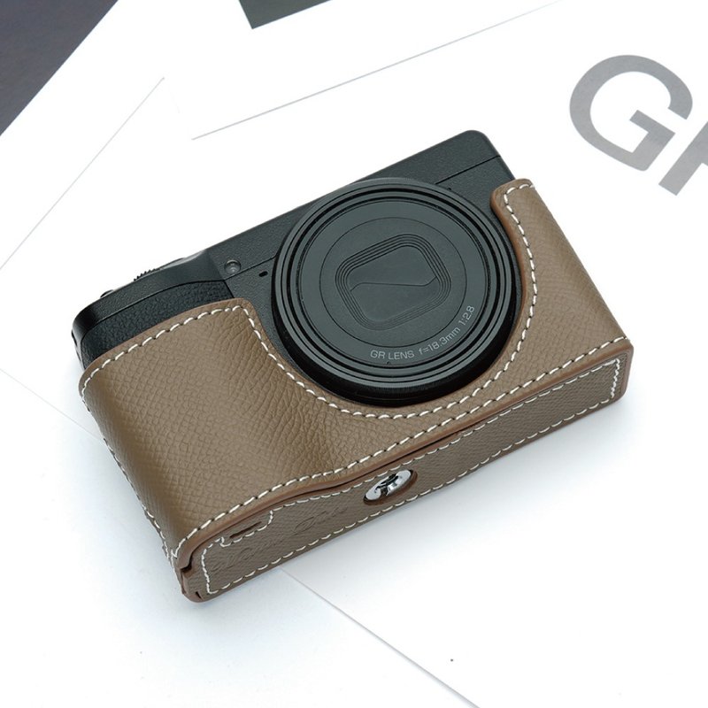適用機型 Ricoh GR IV (GR4) 手掌紋皮革相機底座皮套 - 相機包/相機袋 - 真皮 多色
