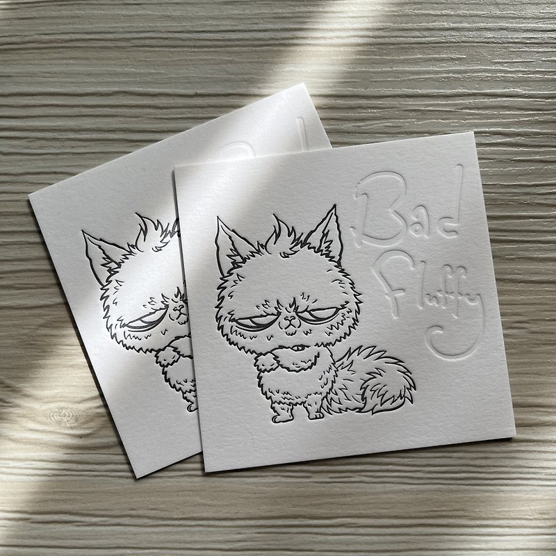 Bad Fluffy Letterpress Cards - การ์ด/โปสการ์ด - กระดาษ สีเทา