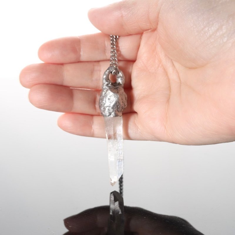 [Quick Shipping] Pillar of Pure Light Necklace (Long)_Natural White Crystal Necklace - Necklaces - Crystal White