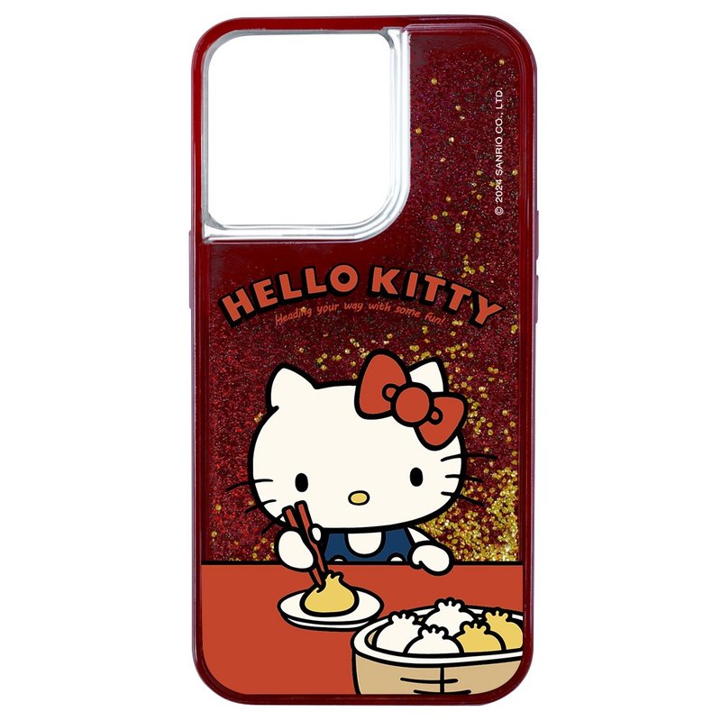 紅絲絨流沙 HelloKitty 要開動了 iPhone 15 14 13 Pro Max - 手機殼/手機套 - 環保材質 黑色