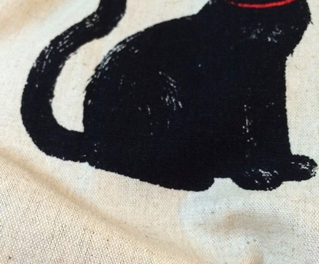 こなまいきな黒猫のワンピース コットンリネン 綿麻 生成り色 五分袖 ショップ Loosey Goosey ワンピース Pinkoi