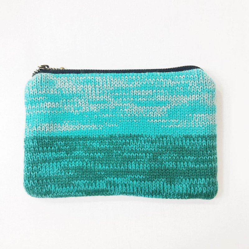 Knitting [flower window sill X Glory] green oil and oil joint series coin purse - Coin Purses - Polyester Green