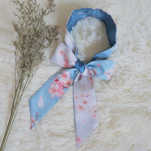 Scarf Gift Box] Cherry Blossom Mount Fuji Headband Silk Scarf with Scarf  Buckle Gift Box/Scarf/Girls Gift - Shop StephyDesignHK Scarves - Pinkoi