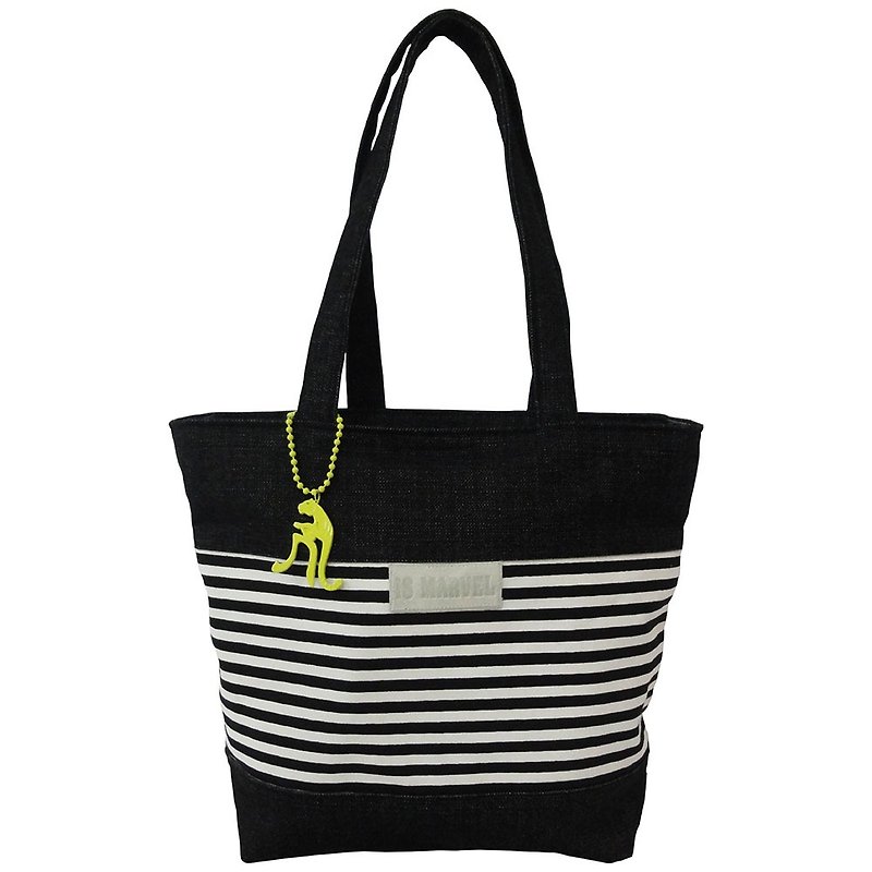 【Is Marvel】Black and white cowboy striped bag - Handbags & Totes - Cotton & Hemp Transparent