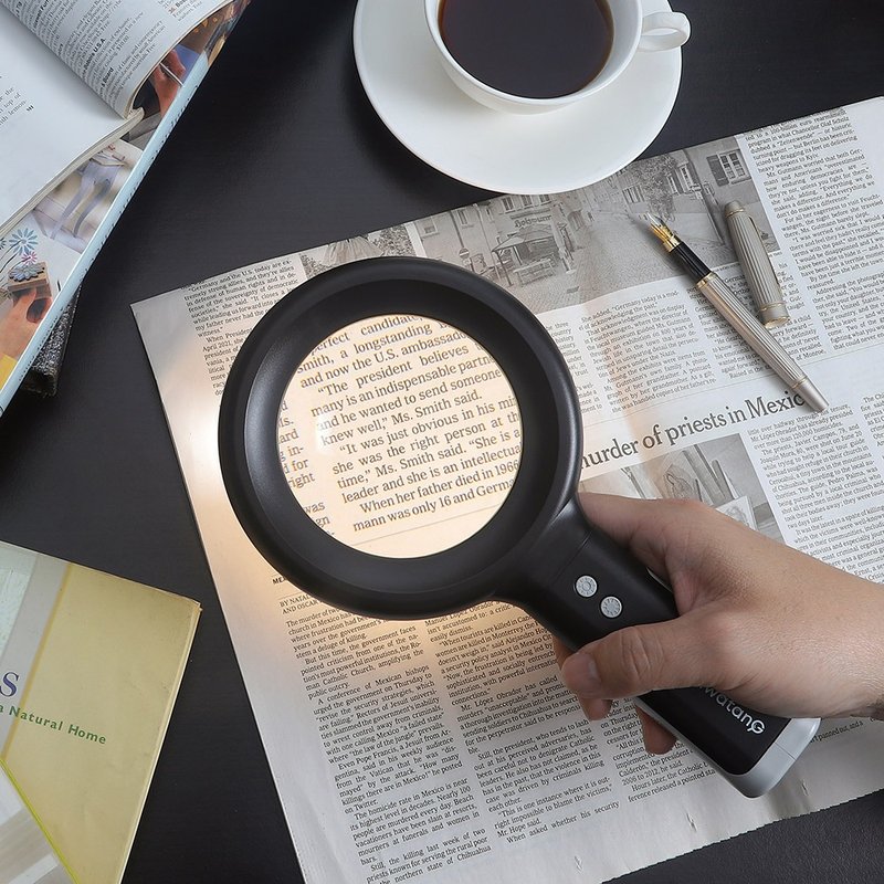 Refurbished[OHBIG] 3x/8D/100mm large mirror LED dimming and color aspheric magnifying glass - Other - Plastic Black