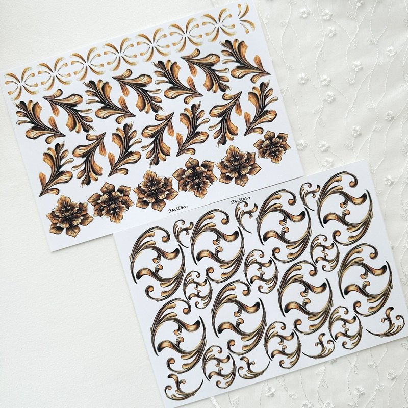 A388 gold - metal flower ornament - 筆筒/筆座 - 紙 