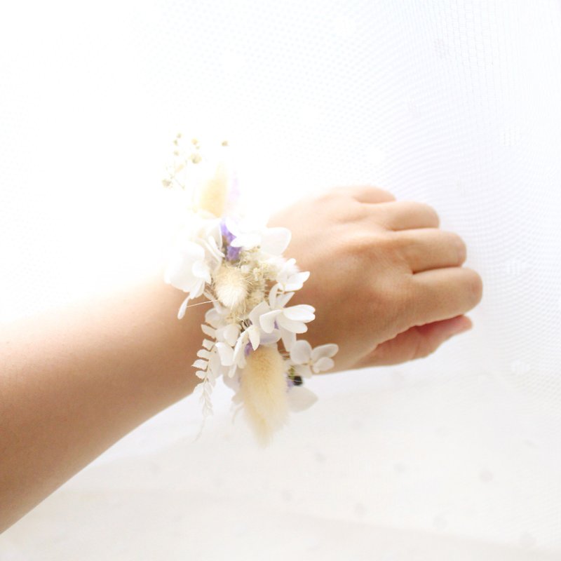 Romantic sweet star purple bracelet - minimalist dry garland - เข็มกลัด/ข้อมือดอกไม้ - พืช/ดอกไม้ สีม่วง