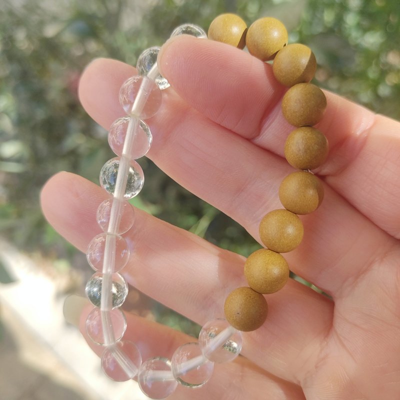 白水晶牛油果色香珠手串拍照手鏈客製女朋友情侶禮物 - 手鍊/手環 - 水晶 多色