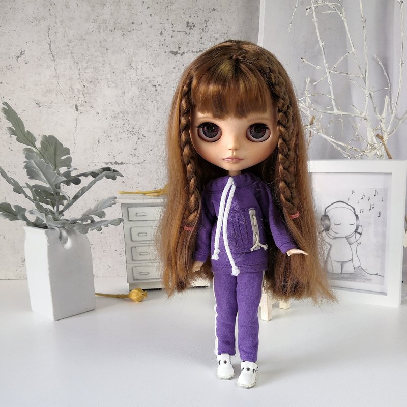 Blythe doll outfit, Doll clothes, tracksuit fashion - ตุ๊กตา - ผ้าฝ้าย/ผ้าลินิน 