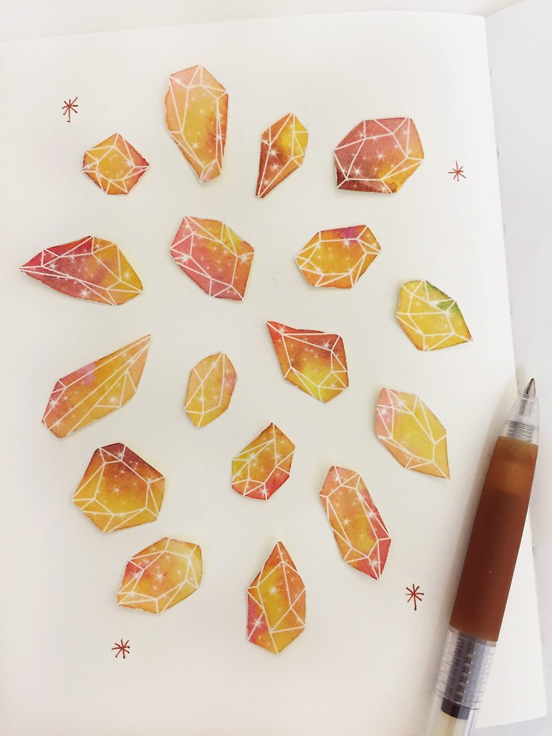 Golden Age Xinghai mineral - stickers -17 pieces into a +3 bonus - Stickers - Paper Yellow