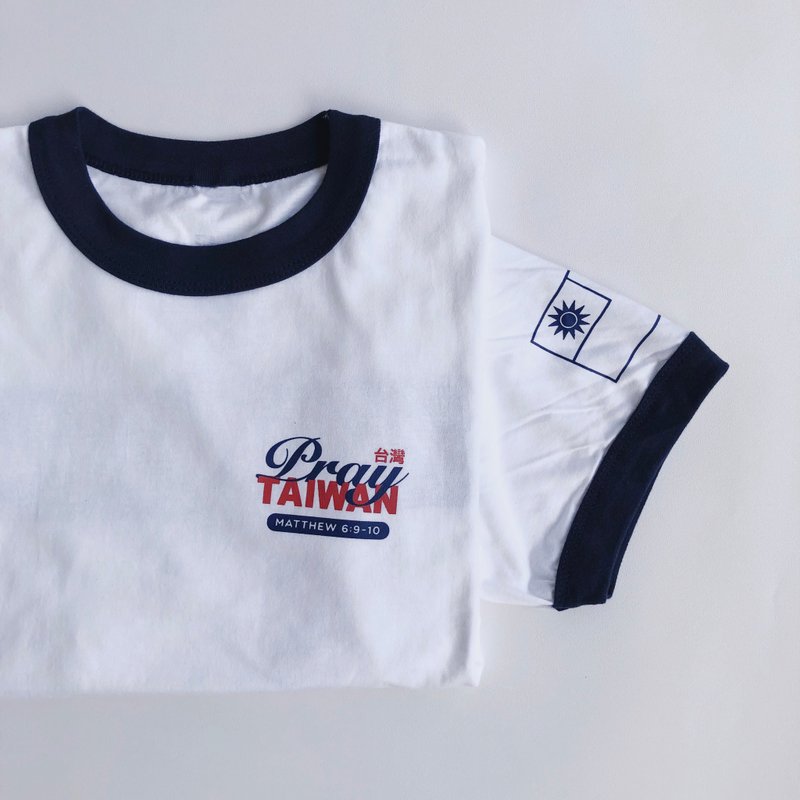 現貨【Pray Taiwan 大人款】禱告台灣 短袖衣服 T-Shirt - 男 T 恤 - 棉．麻 白色